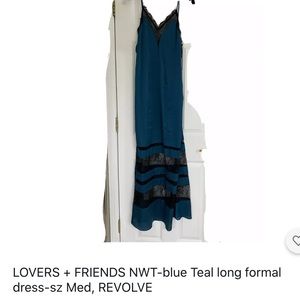 Lovers friend long slip dress with lace inserts